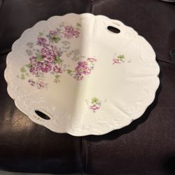 Glass Plate With Purple Flowers