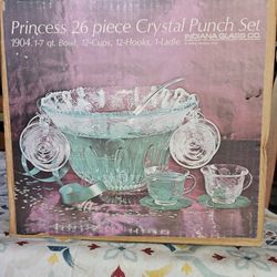 Vintage Crystal Punch Bowl Set