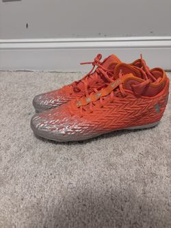 New Under Armour Spotlight 4 MC Football Cleats (contact info removed)-800 Orange Silver Mens Sz 12