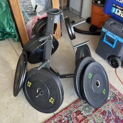 Bumper Weightlifting Plates Set (With or Without Tree - Also Have Olympic Barbell For Sale)
