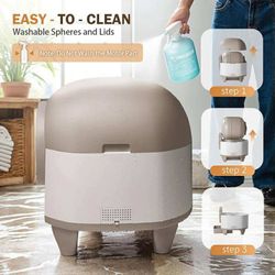 UltraSmart AutoClean Litter Box - 90L Large Capacity for Multi-Cat Households with Safeguard Tech, APP Control,