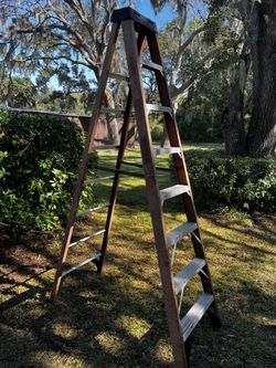 Fiberglass Stepladder 8’ $100, 4’ Aluminum Step $20. 3 Step Conversion Dolley $35 