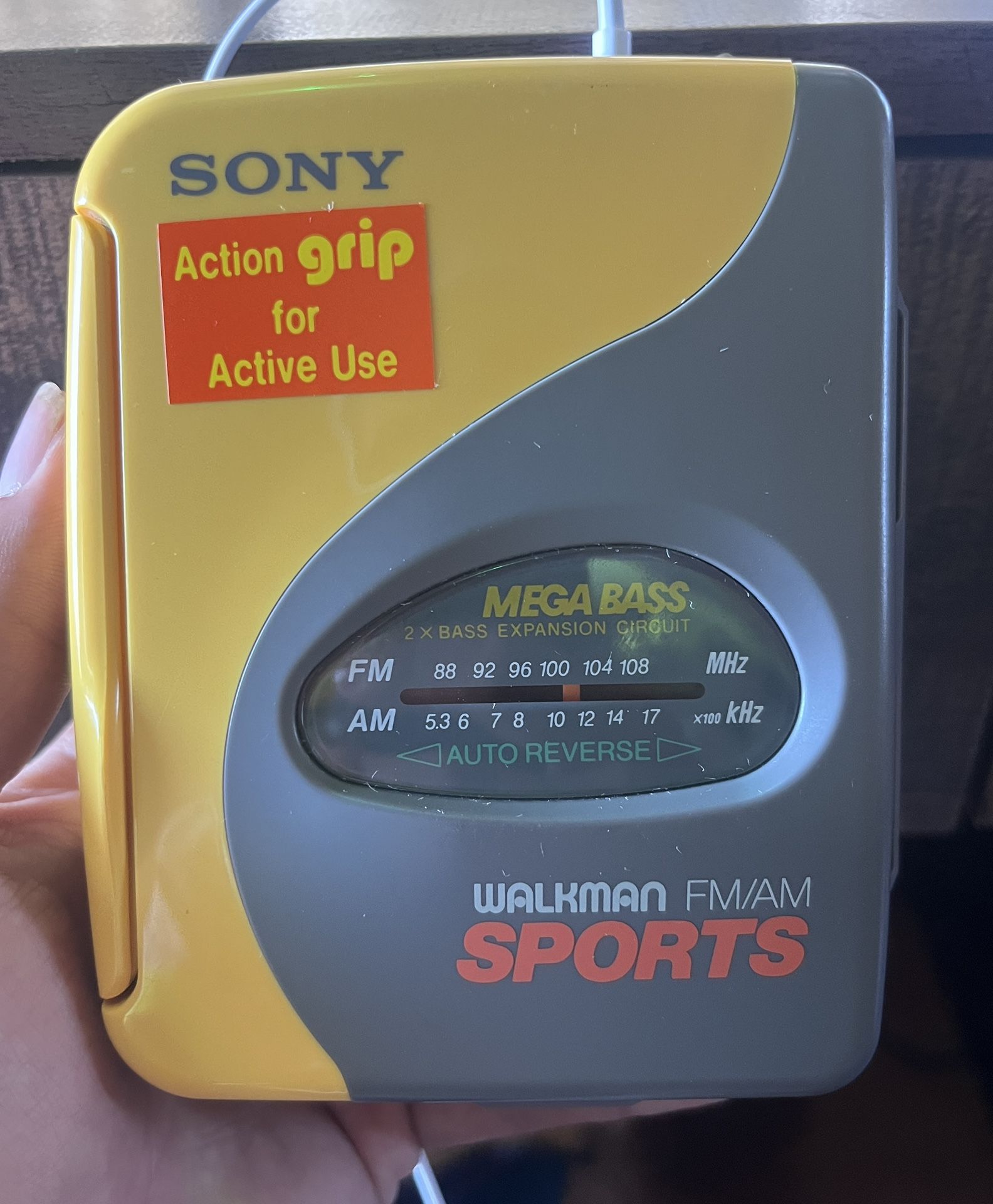 Vintage Sony WM-SXF33 Sports Walkman AM/FM Radio Cassette - Yellow Action Grip, Tested Working w/ Headphones- Used