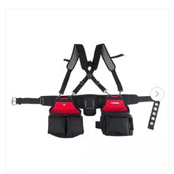 Husky Contractors 2-Bag Work Tool Belt with Suspenders