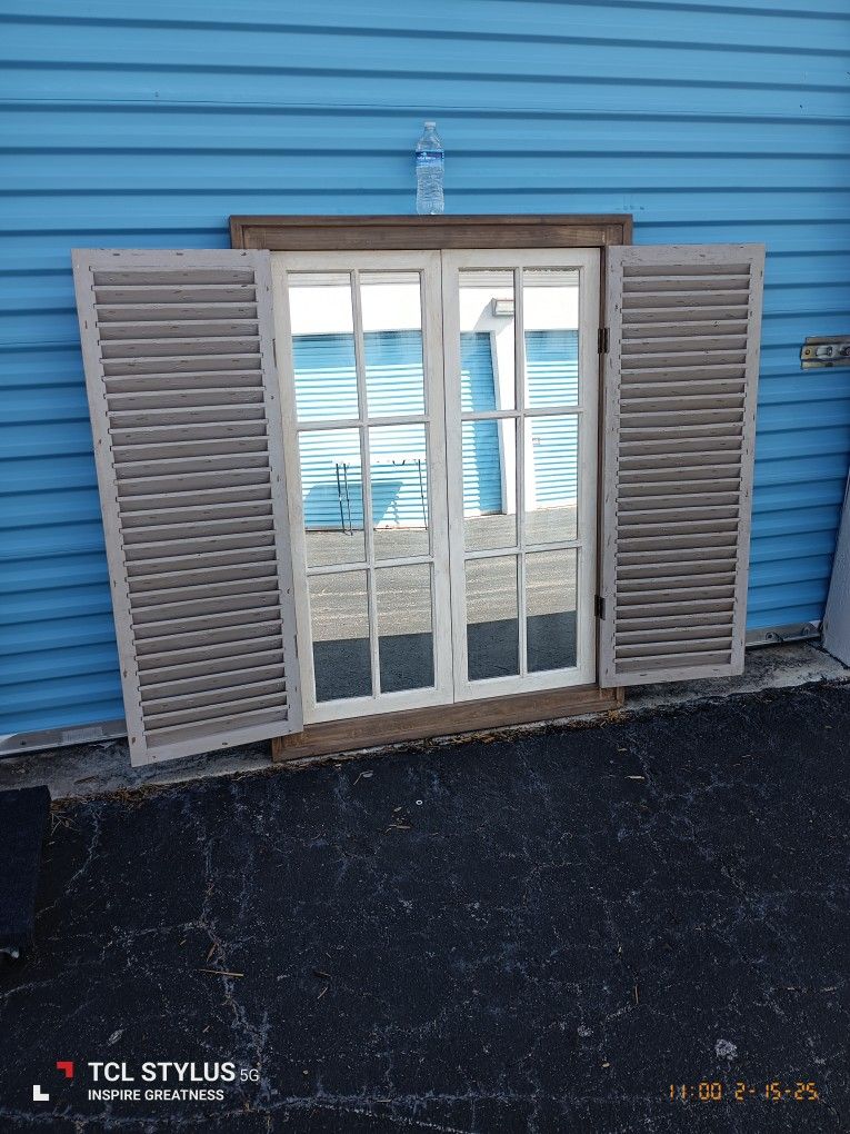 Huge 53" Tall X 40 Wide Farmhouse Windows And Shutters Mirror