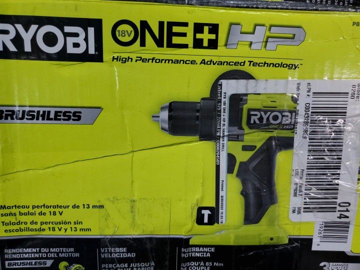 Ryobi ONE+ HP 18V 1/2 " Hammer Drill Brushless Cordless Tool Only PBLHM101B 