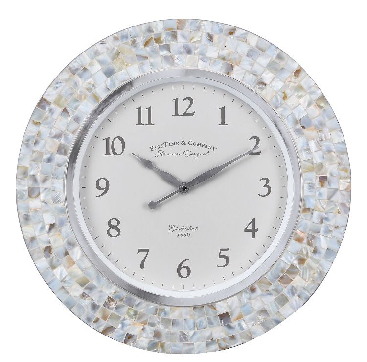 First Time & Co. Ivory Vivien Pearl Mosaic Clock
