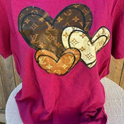 Pink Hearts Tee Size M