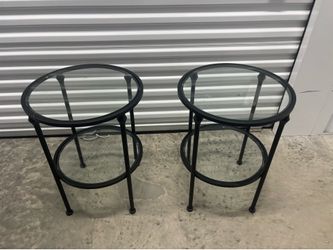 Black metal tempered glass accent tables