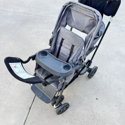 Joovy Caboose Ultralight Sit and Stand Double Stroller with Rear Bench and Standing Platform