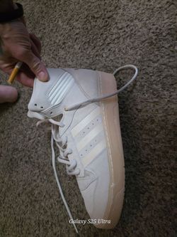 11.5 men off white cream Adidas high top rivalry