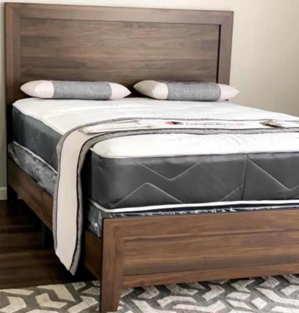 Brand New Brown Full Size Classic Wooden Bed Frame And Mattress Set/Fast Delivery,All Products : American Fashion Style Bags On Sale
