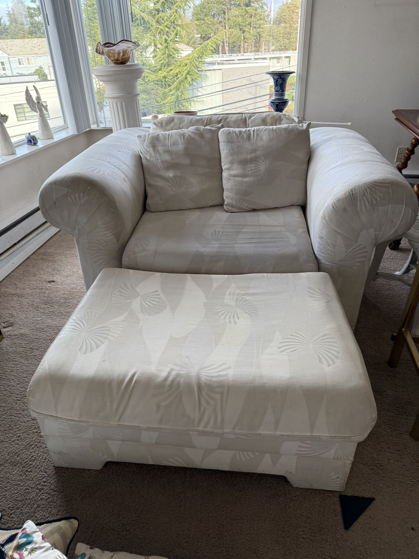 White Oversized Chair and Ottoman