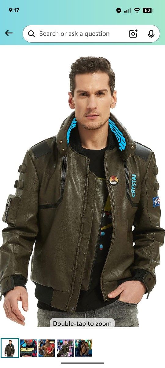 Men's Samurai Cyberpunk 2077 PU Leather Jacket Halloween Costume