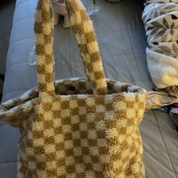Brown and White tote bag 