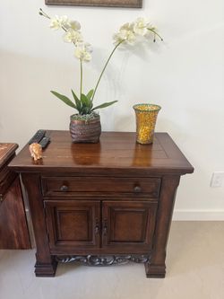 Solid wood armoire and 1 night tables