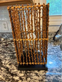 Vintage Boho tropical woven coco stick table lamp ex cond