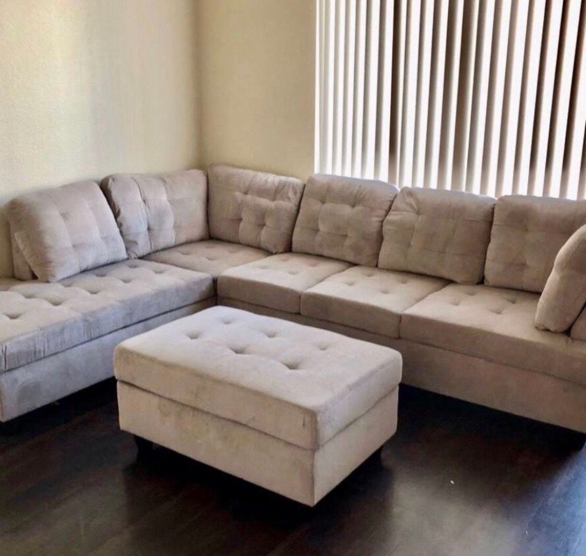 New Gray Sectional + Storage Ottoman — Left or Right Chaise — Delivery Available