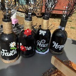 These bottles are for your imagination you put a light in it. The white one has a light in it and the black ones do not