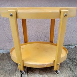 Vintage Yellow Plastic Trolley Bar Cart
