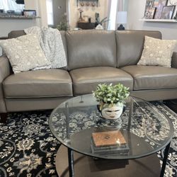 Gray/Tan/Neutral Leather Couch