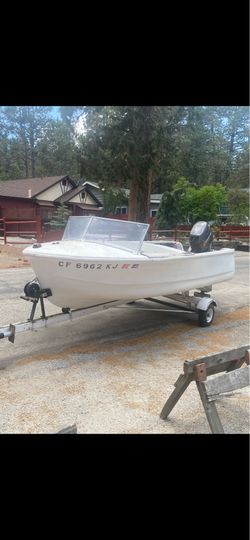 Vintage runabout with trailer, tohatsu, 25 horse four stroke tihatsu pwr tilt - $2,850