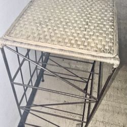 Boho Wicker Storage Bench or Console Table – Metal Base