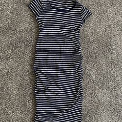 Blue/ White Striped Maternity Dress