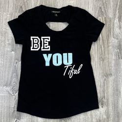 Inspired Hearts Small Black White Blue Beautiful Print T-Shirt Cotton Open Back