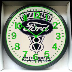 Ford Mustang Garage Shop Glow In The Dark Wall Clock New!