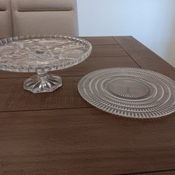 Vintage Cryatal Cake Stand & Serving Plate