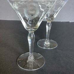 Vintage Cut and Etched Crystal Glasses - Set Of 2 