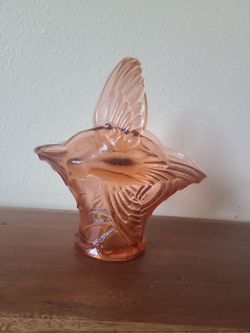 Vintage Tiara By Indiana Glass Pink Humming Bird Basket