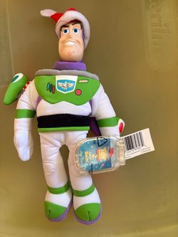 Christmas Gift - Disney Pixar Toy Story 2 Buzz Lightyear Plush Doll with Santa Hat – Vintage Collectible