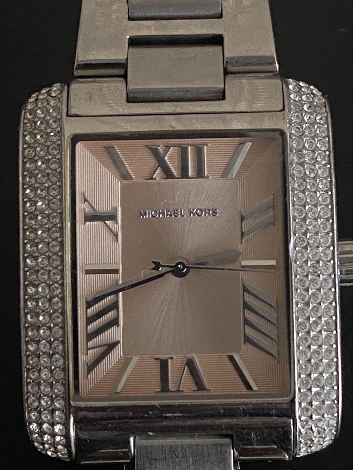 Michael Kors Silver and Rose Gold Roman Numeral Watch