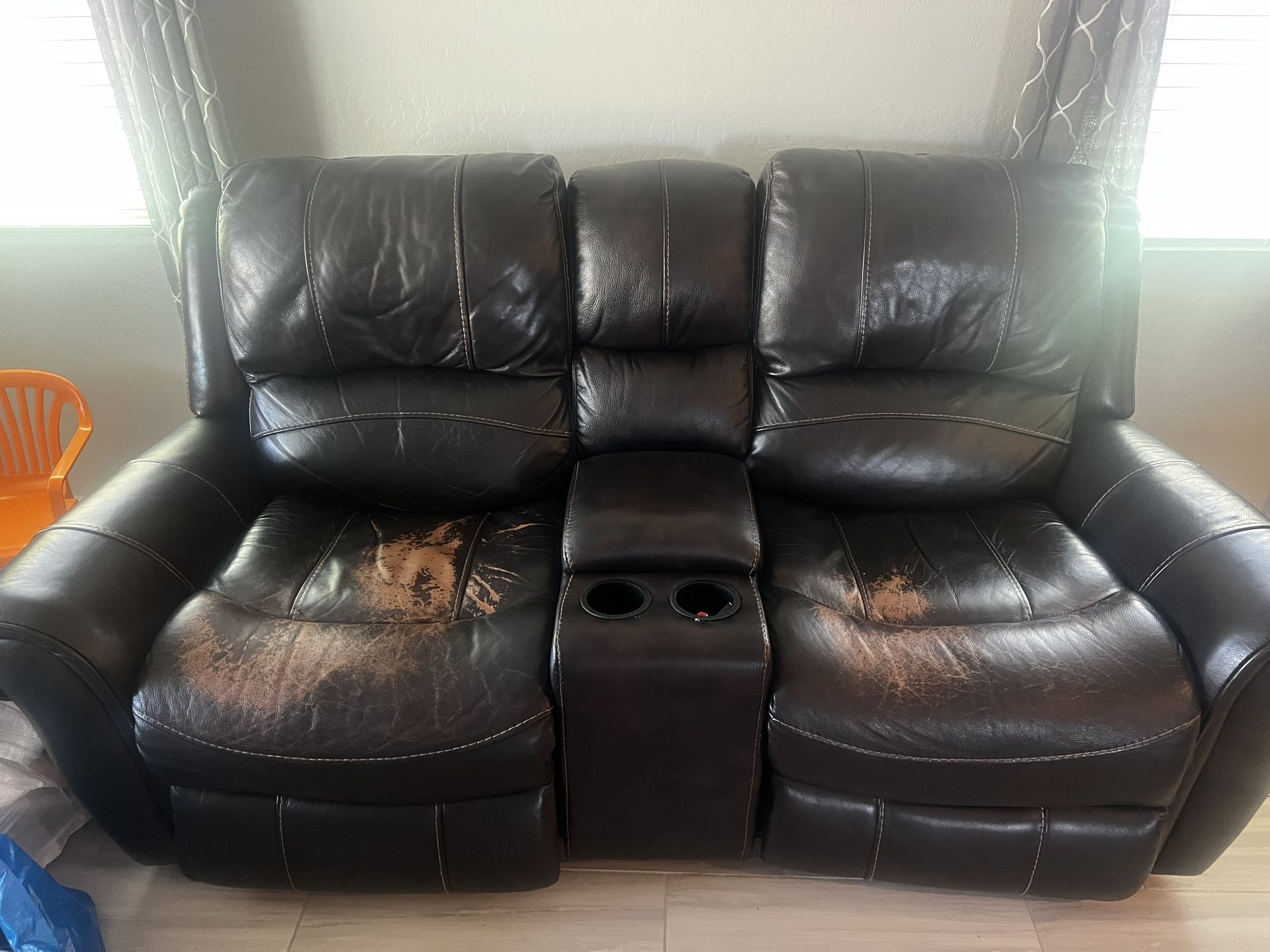 Two Seat Recliner With Separate Recline Options For Leg And Shoulder Back