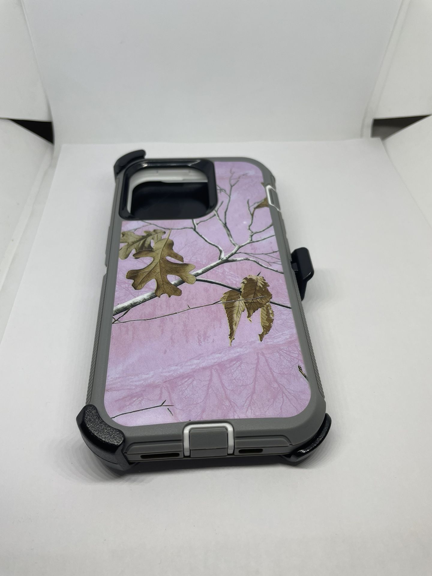 For iPhone 13 Pro Pink Camouflage Belt Clíp Case