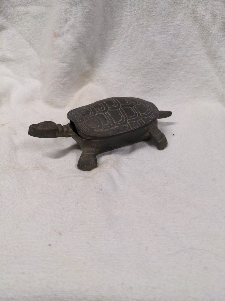Very Old Brass Turtle Trinket Box
