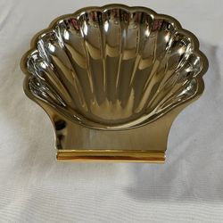 Vintage Italy Silver Tone Seashell Serving Dish Lifetime 18/10 Stainless Steel