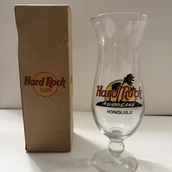 HARD ROCK CAFE HURRICANE COCKTAIL GLASS HONOLULU COLLECTABLE 9.25” NIB