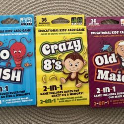 Kids Card Games Set – Go Fish, Crazy 8’s & Old Maid (3 Games)
