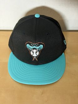 New Era Arizona Diamondbacks Snake Logo 59FIFTY Fitted Hat Size 7 Black Teal