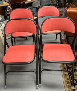 Set of 4 Vintage Ted Samsonite Red Folding Chairs