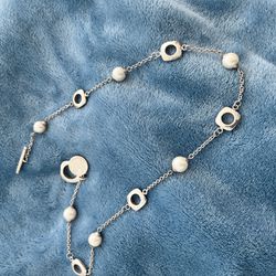 Tiffany & Co Pearls by the Yard Necklace Circle Pendant Chain Silver Gift Love