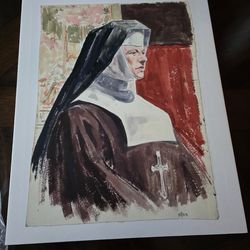 Canvas 20x16 nun portrait by Marlene miller