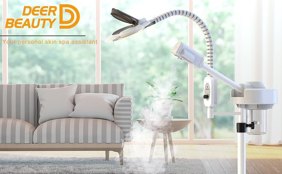 Professional Facial Steamer with Magnifying Lamp – 2 in 1 Ionic Ozone Steamer for Face Spa Beauty Salon Equipment with 3 Diopter Magnifying Glass LED 