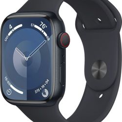 Apple Watch Series 9 [GPS + Cellular 45mm] Smartwatch with Midnight Aluminum Case with Midnight Sport Band M/L. Fitness Tracker, Blood Oxygen & ECG Ap