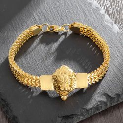Lion Head 14k Gold Plated Bracelet