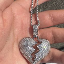 Broken Heart Pendant W/ Rope Chain