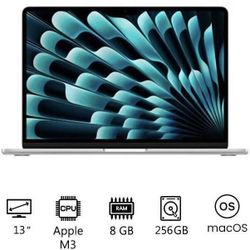 Apple MacBook Air M3 13 inch 256GB SSD 8GB Unified Memory silver